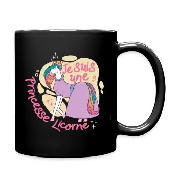 Je suis une princesse licorne - Mug uni - noir - Droite