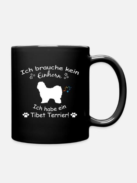 Tibet Terrier Hund - Tibet Terrier - Tasse einfarbig - Schwarz