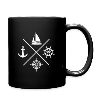 Sailing sailing sailing boat compass anchor - Full Colour Mug - black - Right