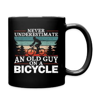 Unterschätze niemals einen alten Mann auf einem Fahrrad Männer - Tasse einfarbig - Schwarz - Rechts