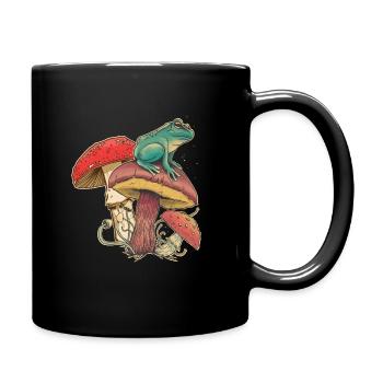 Mushroom lovers, mushroom pickers, nature frog fly agaric - Full Colour Mug - black - Right