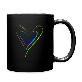 Herzen - Tasse einfarbig - Schwarz - Rechts