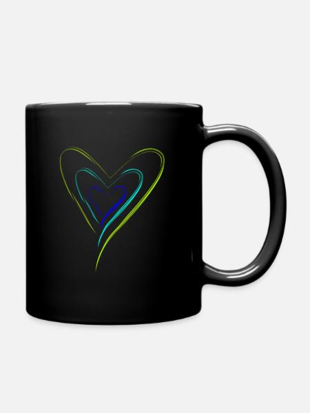 Herzen - Tasse einfarbig - Schwarz