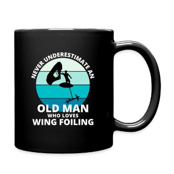 Wing Foiling Papa Grand-père Fête des pères Drôle - Mug uni - noir - Droite