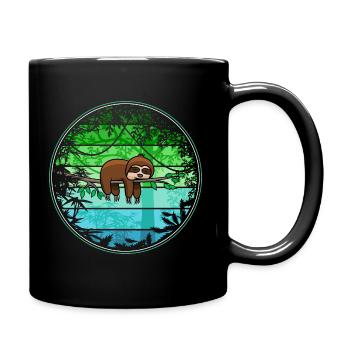 Faultier im Regenwald lustige Faultiere Comic - Tasse einfarbig - Schwarz - Rechts