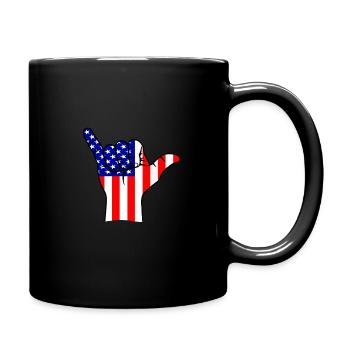 Shaka Hand Amerikanische Flagge USA Shaka - Tasse einfarbig - Schwarz - Rechts