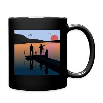 Fishing Lake Sunset Fish Sun Summer Adventure - Full Colour Mug - black - Right