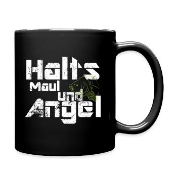 Angler, Karpfen Halts maul und angel - Tasse einfarbig - Schwarz - Rechts