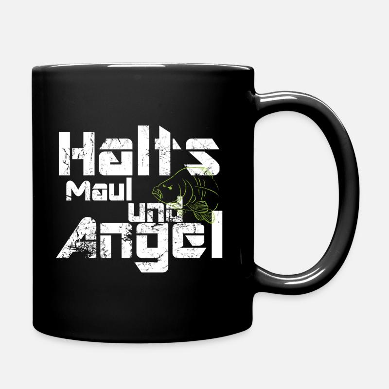 Angler, Karpfen Halts maul und angel - Tasse einfarbig - Schwarz