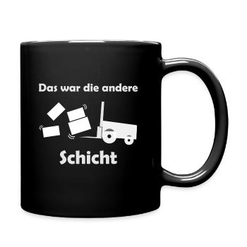 Logistiker und Schicht - Tasse einfarbig - Schwarz - Rechts