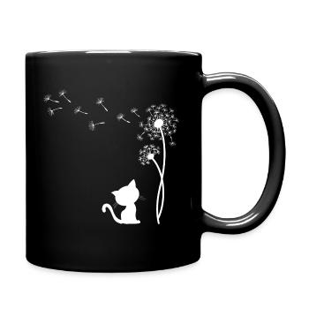 Chat avec le pissenlit - Mug uni - noir - Droite
