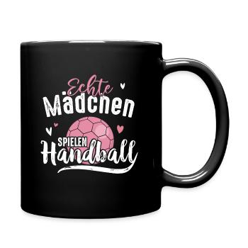 Echte Mädchen Spielen Handball Kinder - Tasse einfarbig - Schwarz - Rechts