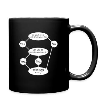 Then Why Worry? No Worries Happy Calm Funny Quote - Full Colour Mug - black - Right