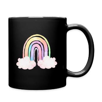 Watercolor Rainbow Clouds - Tasse einfarbig - Schwarz - Rechts