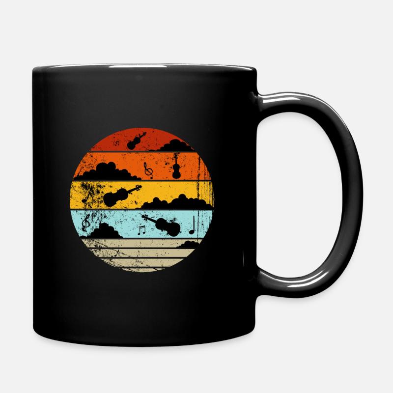 Geige, Geige und Noten - Tasse einfarbig - Schwarz