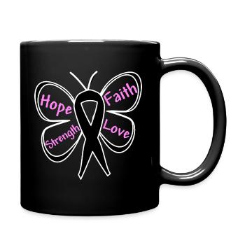 Liebe Stärke Glaube Hoffnung Melanom-Bewusstsein - Tasse einfarbig - Schwarz - Rechts