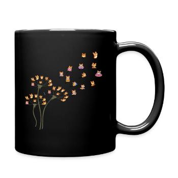 Pissenlit Corgi Fleur Mignon Chien Amoureux - Mug uni - noir - Droite
