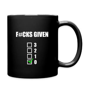 Null F#cks gegeben - Tasse einfarbig - Schwarz - Rechts