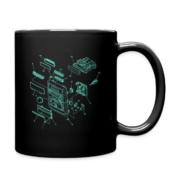 Retro Hifi Anlage Soundsystem Illustration - Tasse einfarbig - Schwarz - Rechts