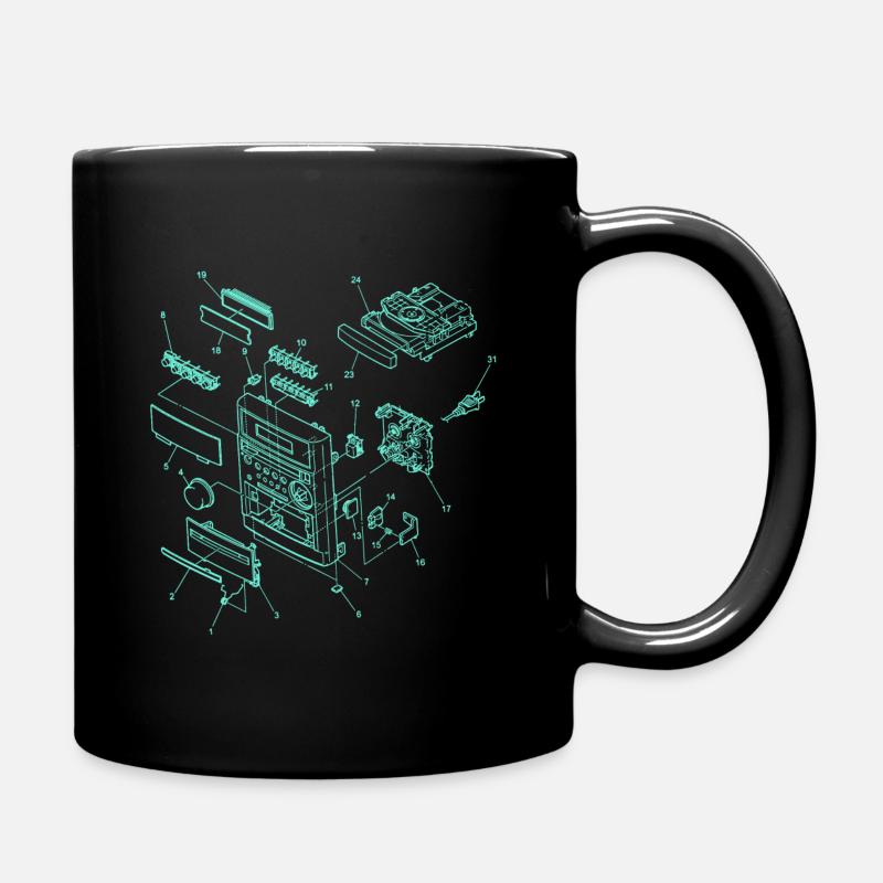 Retro Hifi Anlage Soundsystem Illustration - Tasse einfarbig - Schwarz