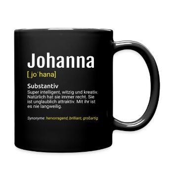 Johanna Name Definition - Tasse einfarbig - Schwarz - Rechts