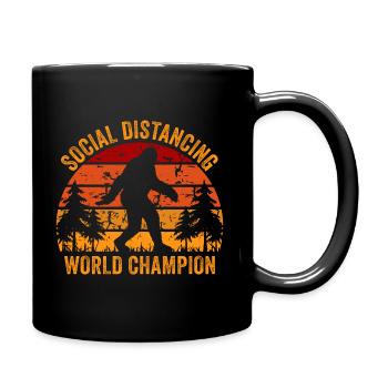 BigFoot Champion de distanciation sociale Retro Vintage - Mug uni - noir - Droite