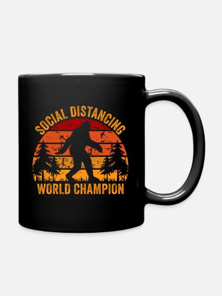 BigFoot Social Distancing Champion Retro Vintage - Full Colour Mug - black