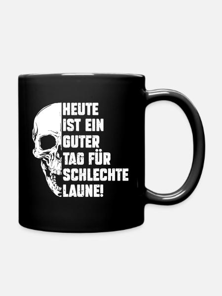 Schlechte Laune Skelett Montag - Tasse einfarbig - Schwarz