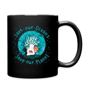 Save our Oceans - Save our Planet - Korallen - Tasse einfarbig - Schwarz - Rechts
