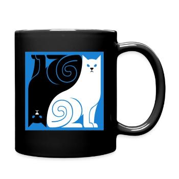 Schwarze Katze Weiße Katze - Tasse einfarbig - Schwarz - Rechts