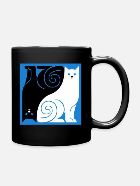 Black Cat White Cat - Full Colour Mug - black