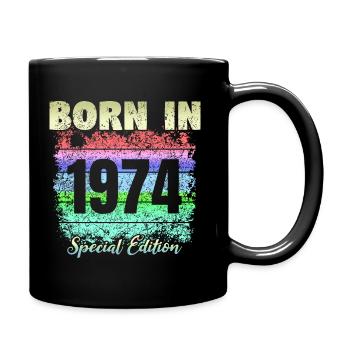 Geboren 1974 - Tasse einfarbig - Schwarz - Rechts