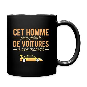 Cet homme peut parler de voitures à tout moment - Mug uni - noir - Droite