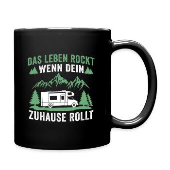 Das leben rockt wenn dein zuhause rollt wohnmobil - Tasse einfarbig - Schwarz - Rechts