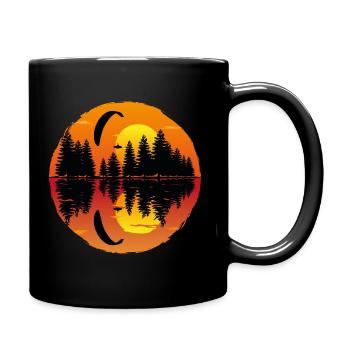 Paragliding Sunset Reflection Lake - Full Colour Mug - black - Right