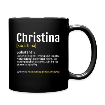 Christina Name Definition - Tasse einfarbig - Schwarz - Rechts