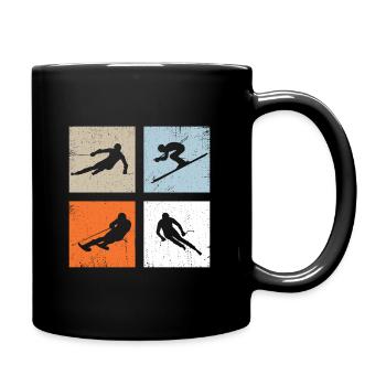 Slalom Ski Alpin Skirennen Vintage - Tasse einfarbig - Schwarz - Rechts