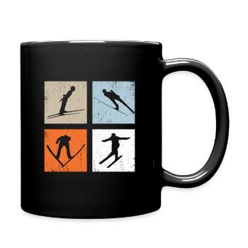 Skispringen Vintage Wintersport - Tasse einfarbig - Schwarz - Rechts