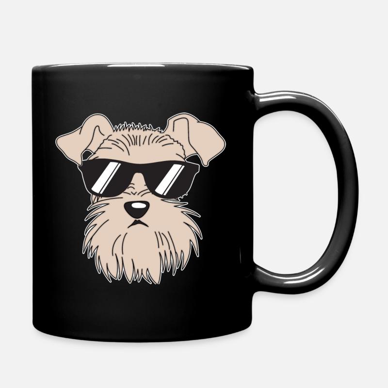 Cooler Schnauzer mit Sonnenbrille - Tasse einfarbig - Schwarz
