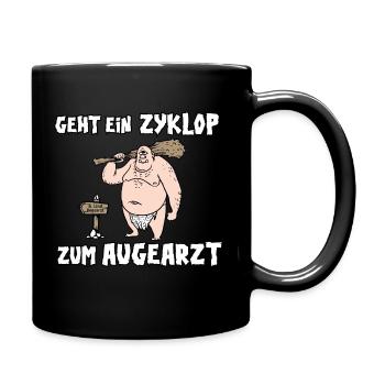 Geht ein Zyklop zum Augearzt - Tasse einfarbig - Schwarz - Rechts