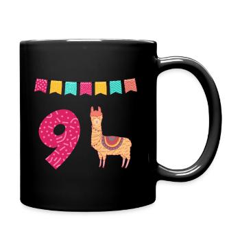 9. Geburtstag Lama Alpaka - Tasse einfarbig - Schwarz - Rechts