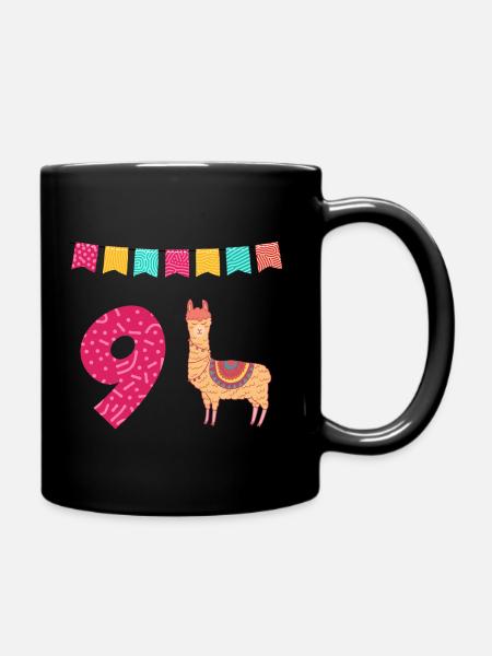 9. Geburtstag Lama Alpaka - Tasse einfarbig - Schwarz