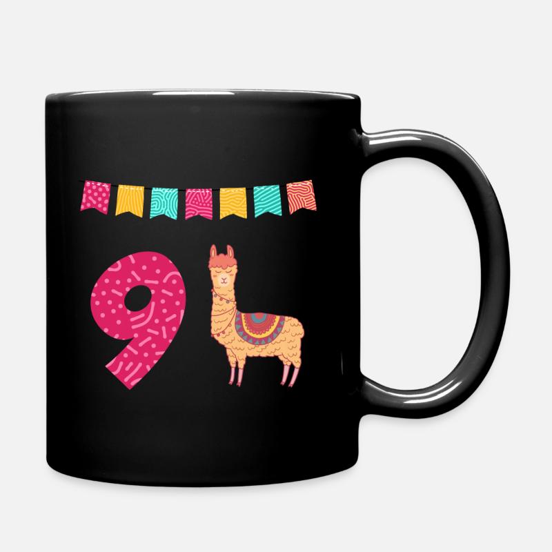9. Geburtstag Lama Alpaka - Tasse einfarbig - Schwarz