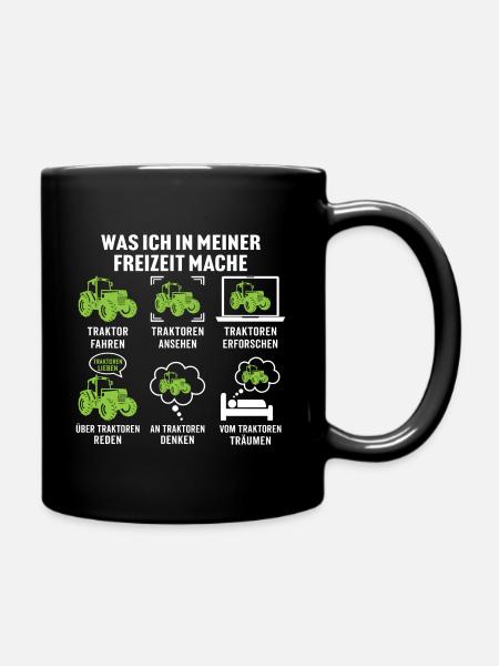 Was ich in meiner freizeit mache traktor trecker - Tasse einfarbig - Schwarz