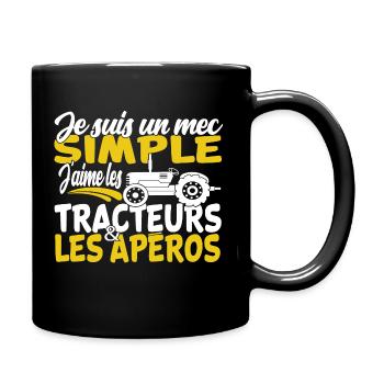 j'aime les tracteurs et les apéros - Mug uni - noir - Droite