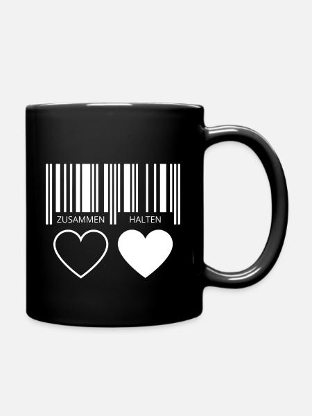 Zusammen halten Herzen Strichcode Barcode Paar C19 - Tasse einfarbig - Schwarz