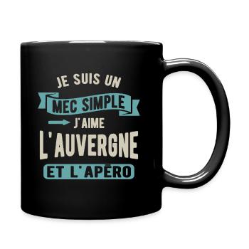 Un mec simple, auvergne et apéro - Mug uni - noir - Droite