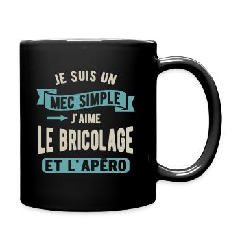 Un mec simple, bricolage et apéro - Mug uni - noir - Droite