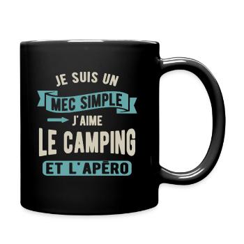 Un mec simple, camping et apéro - Mug uni - noir - Droite