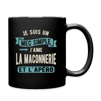 Un mec simple, maçonnerie et apéro - Mug uni - noir - Droite